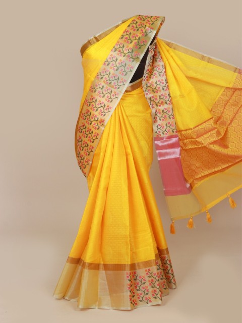 

Pothys Yellow & Pink Woven Design Tissue Banarasi Saree