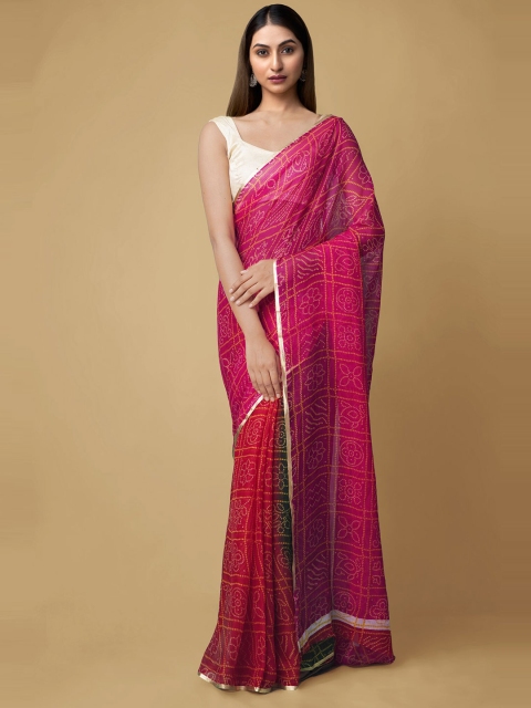 

Unnati Silks Multicoloured Bandhani Saree, Multi