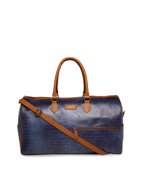 

IMUR Unisex Navy Blue Croc-Textured Leather Duffel Bag