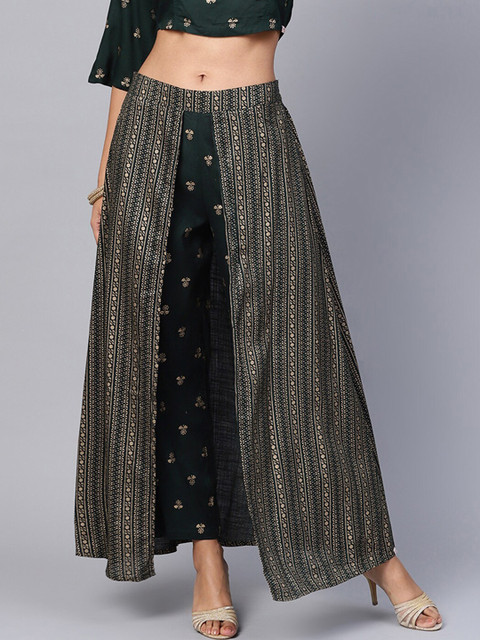 

Juniper Women Green Printed Ethnic Layered Palazzos