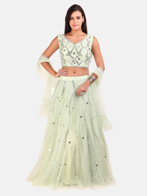 

Grancy Sea Green Embellished Sequinned Ready to Wear Lehenga & Blouse With Dupatta