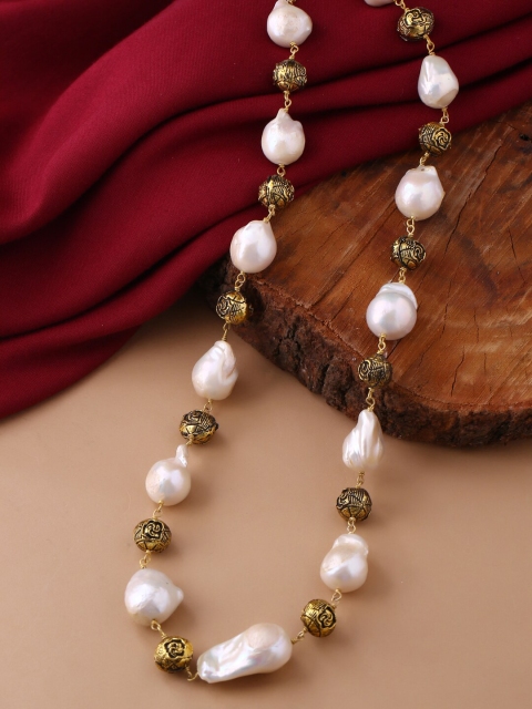 

Tistabene Gold-Toned & White Gold-Plated Traditional Antique Beaded Necklace