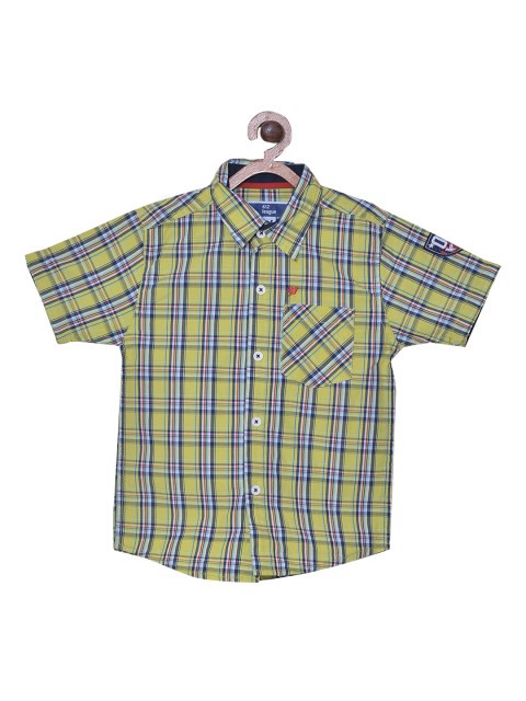 

612 league Boys Yellow Tartan Checks Checked Casual Shirt