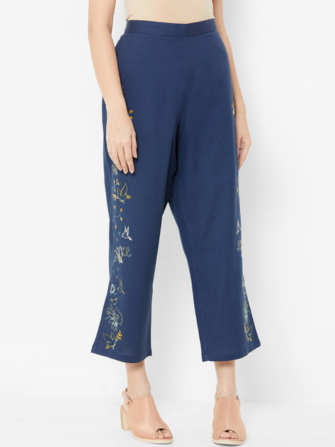 

ZOLA Women Navy Blue Parallel Trousers