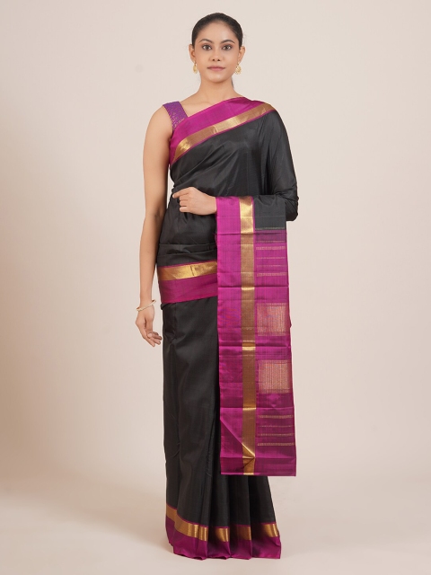 

Pothys Black & Purple Zari Pure Silk Kanjeevaram Saree