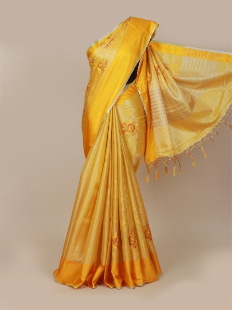 

Pothys Mustard & Yellow Ethnic Motifs Art Silk Banarasi Saree