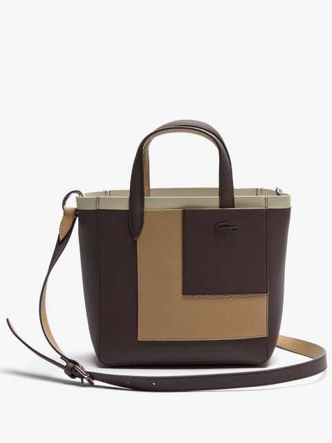 

Lacoste Brown Colourblocked Shopper Handheld Bag with Applique