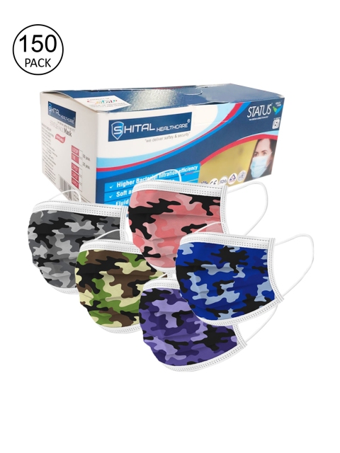 

Status Unisex Multicoloured 150 Pieces 3-Ply Disposable Face Masks, Multi