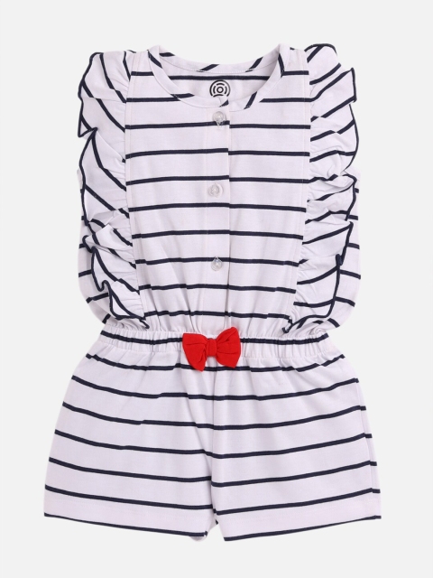 

TAMBOURINE Girls Off-White & Black Striped Jumpsuit