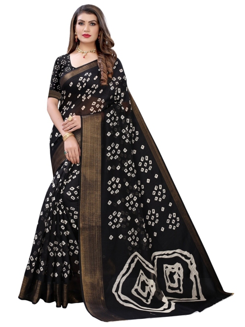 

KALINI Black & White Bandhani Saree