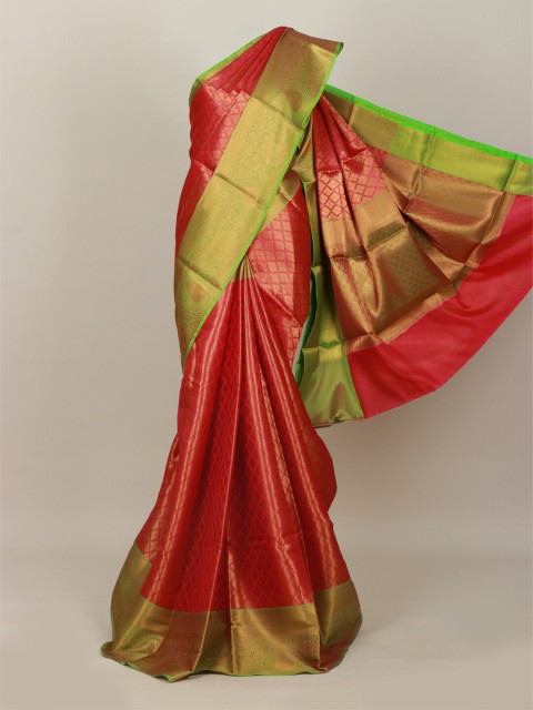 

Pothys Pink & Green Ethnic Motifs Zari Art Silk Banarasi Saree