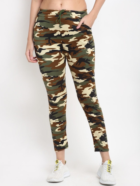 

NEUDIS Women Olive-Green & Beige-Coloured Camouflage Track Pants