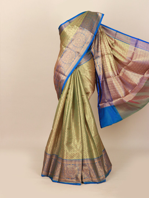 

Pothys Green & Blue Ethnic Motifs Zari Art Silk Banarasi Saree