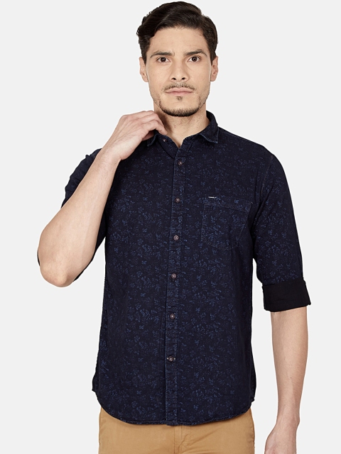 

Oxemberg Men Navy Blue Slim Fit Floral Printed Casual Shirt