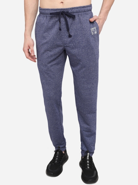 

JADE BLUE Men Navy Blue & White Solid Slim-Fit Track Pants