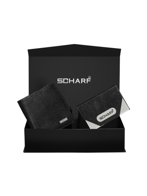 

SCHARF Men Black Textured Genuine Leather Accessory Gift Set