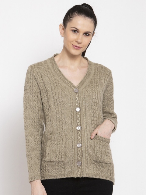 

VANYA Women Beige Cable Knit Cardigan