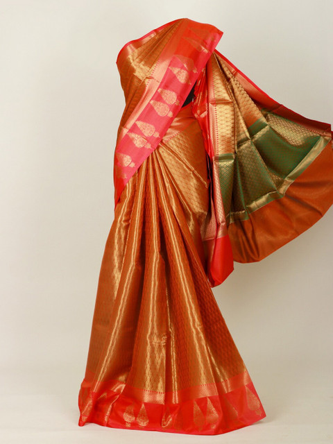

Pothys Orange & Pink Woven Design Art Silk Banarasi Saree