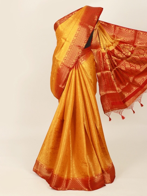 

Pothys Mustard & Gold Woven Design Zari Art Silk Banarasi Saree