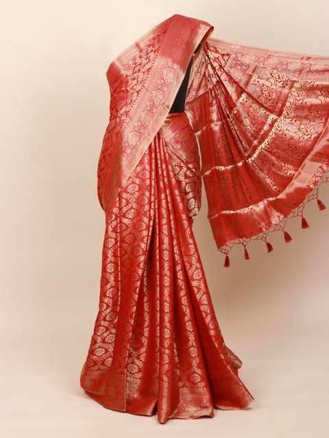 

Pothys Maroon & Silver-Toned Woven Design Art Silk Banarasi Saree