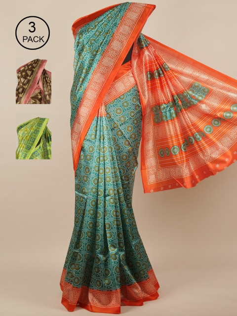 

Pothys Pack of 3 Printed Jute Silk Sarees, Multi