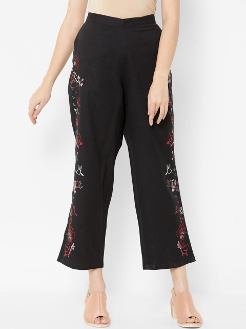 

ZOLA Women Black Embroidered Trousers