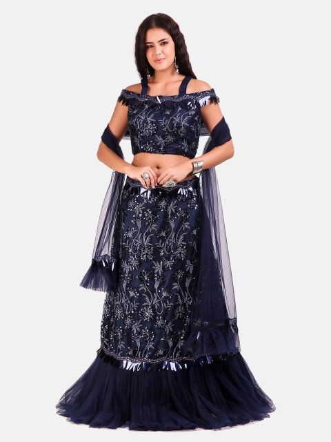 

Grancy Blue Embellished Sequinned Ready to Wear Lehenga & Blouse With Dupatta