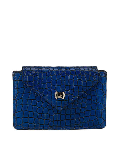 

Da Milano Men Blue & Black Textured Leather Card Holder