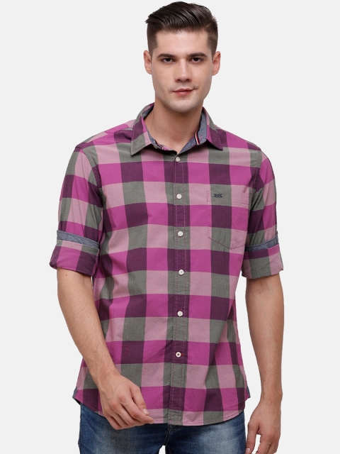 

Double Two Men Pink Slim Fit Buffalo Checks Checked Casual Shirt