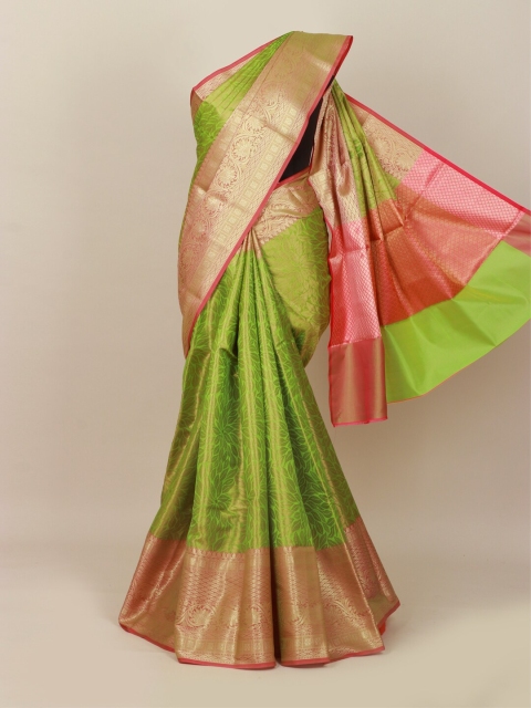 

Pothys Green & Golden Ethnic Motifs Zari Art Silk Banarasi Saree