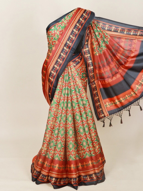 

Pothys Multicoloured Ethnic Motifs Linen Blend Saree, Multi
