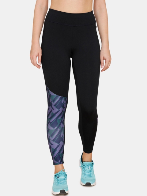 

Zelocity Women Black & Blue Printed Tights