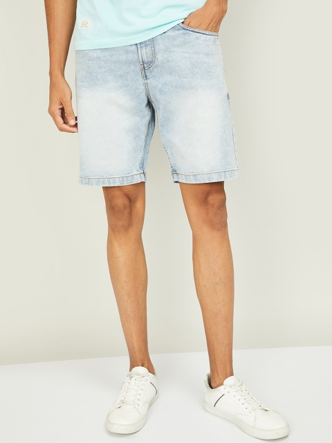 

Forca Men Blue Washed Mid-Rise Denim Shorts