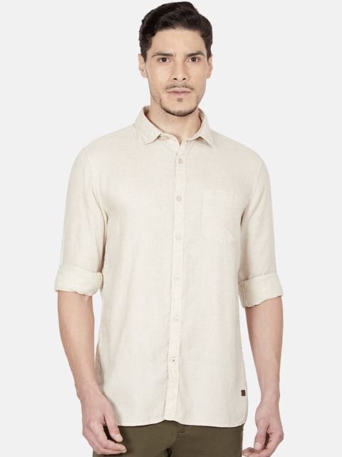 

Oxemberg Men Beige Slim Fit Casual Shirt