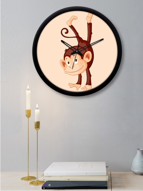 

RANDOM Black & Peach-Coloured Printed Contemporary 30.4 cm Analogue Wall Clock