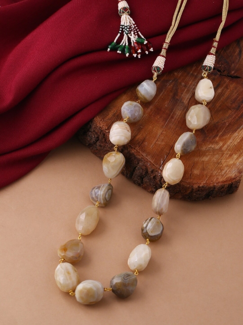 

Tistabene Gold-Toned & Cream-Coloured Bead String Necklace