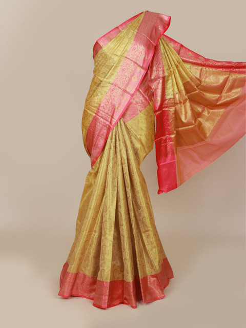 

Pothys Olive Green Floral Zari Art Silk Banarasi Saree