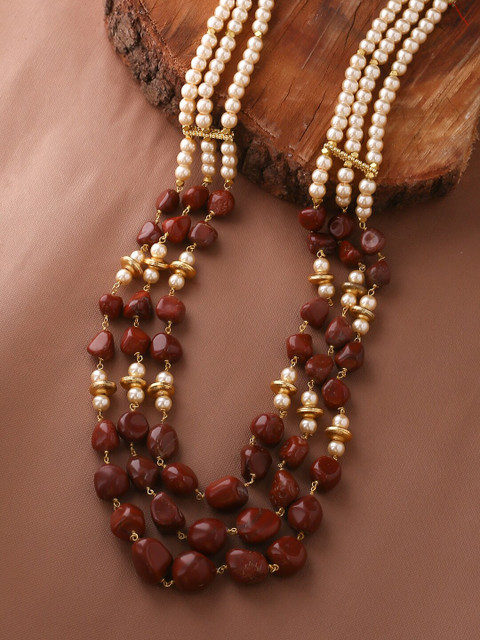 

Tistabene Gold-Toned & Brown Gold-Plated Layered Necklace