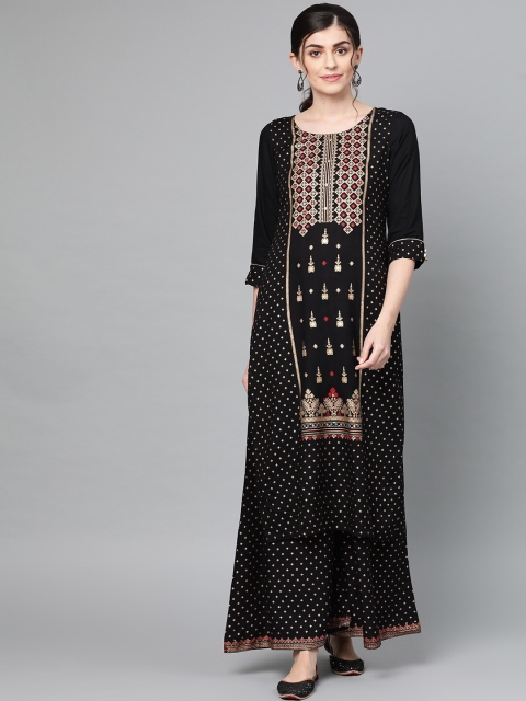 

Ishin Women Black Printed Kurta with Palazzos