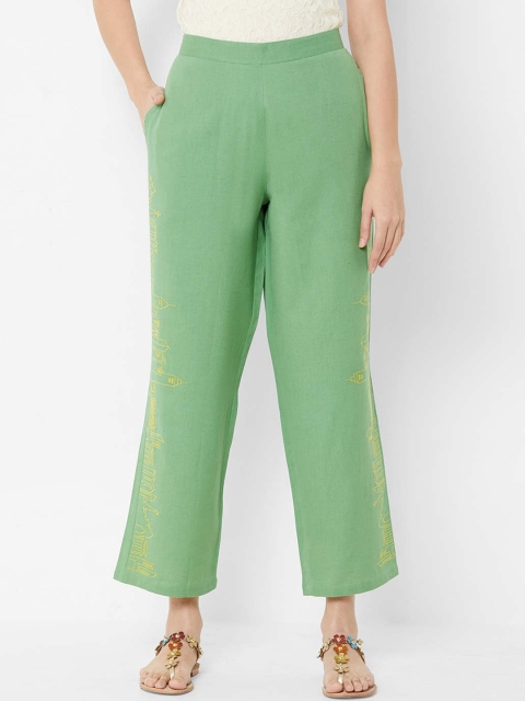 

ZOLA Women Green Parallel Trousers