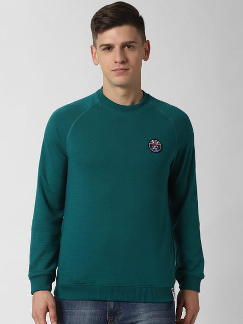 

Peter England Casuals Men Green Solid Sweatshirt