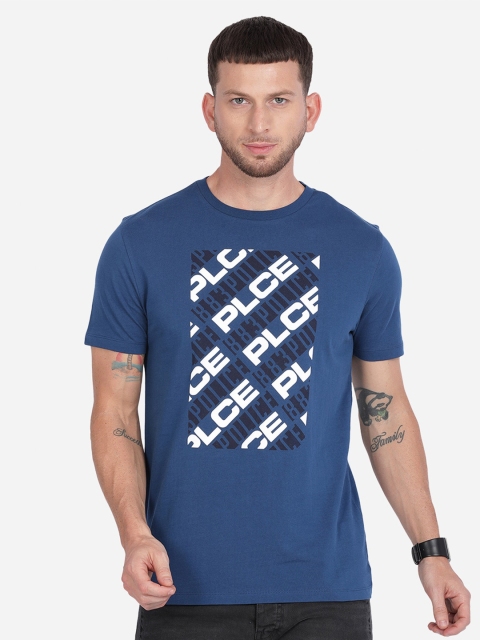 

883 Police Men Navy Blue & White Typography Printed T-shirt