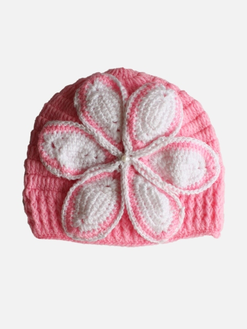 

Woonie Unisex Kids Pink & White Beanie