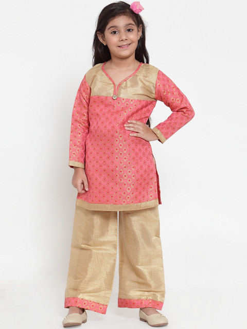 

Baani Creations Girls Pink Ethnic Motifs Kurta with Palazzos