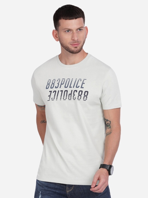 

883 Police Men White Typography Printed T-shirt