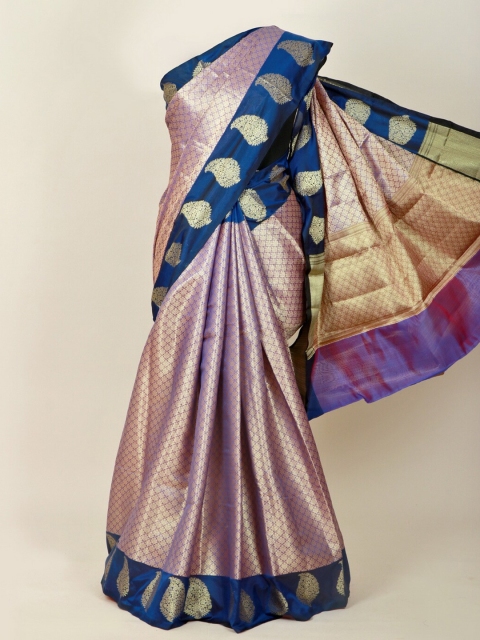 Pothys Purple & Blue Ethnic Motifs Zari Art Silk Banarasi Saree