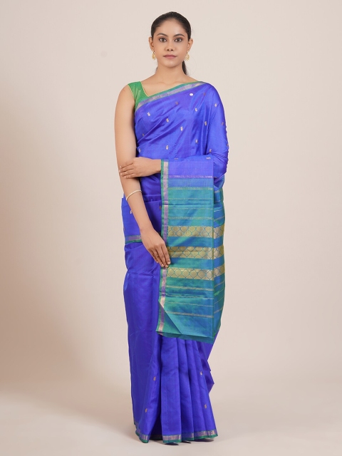 

Pothys Blue & Green Pure Silk Kanjeevaram Saree