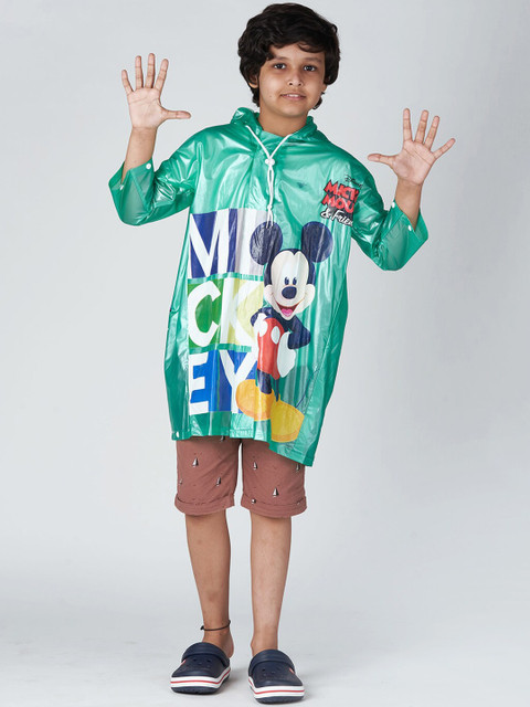 

Zeel Boys Green Mickey & Friends Printed Raincoat