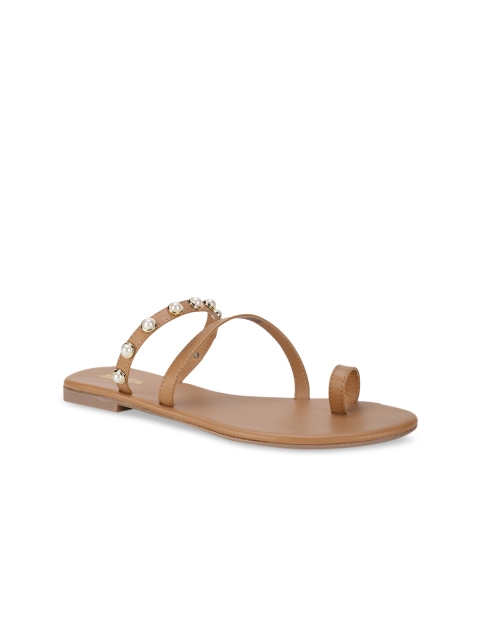 

Bata Women Brown Embellished One Toe Flats