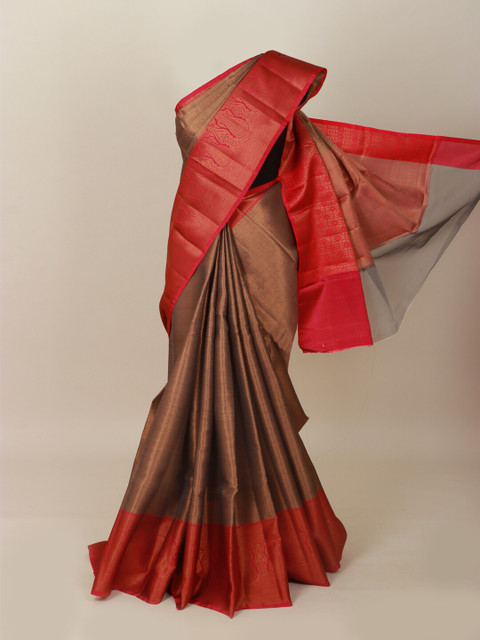 

Pothys Brown & Red Ethnic Motifs Zari Art Silk Banarasi Saree